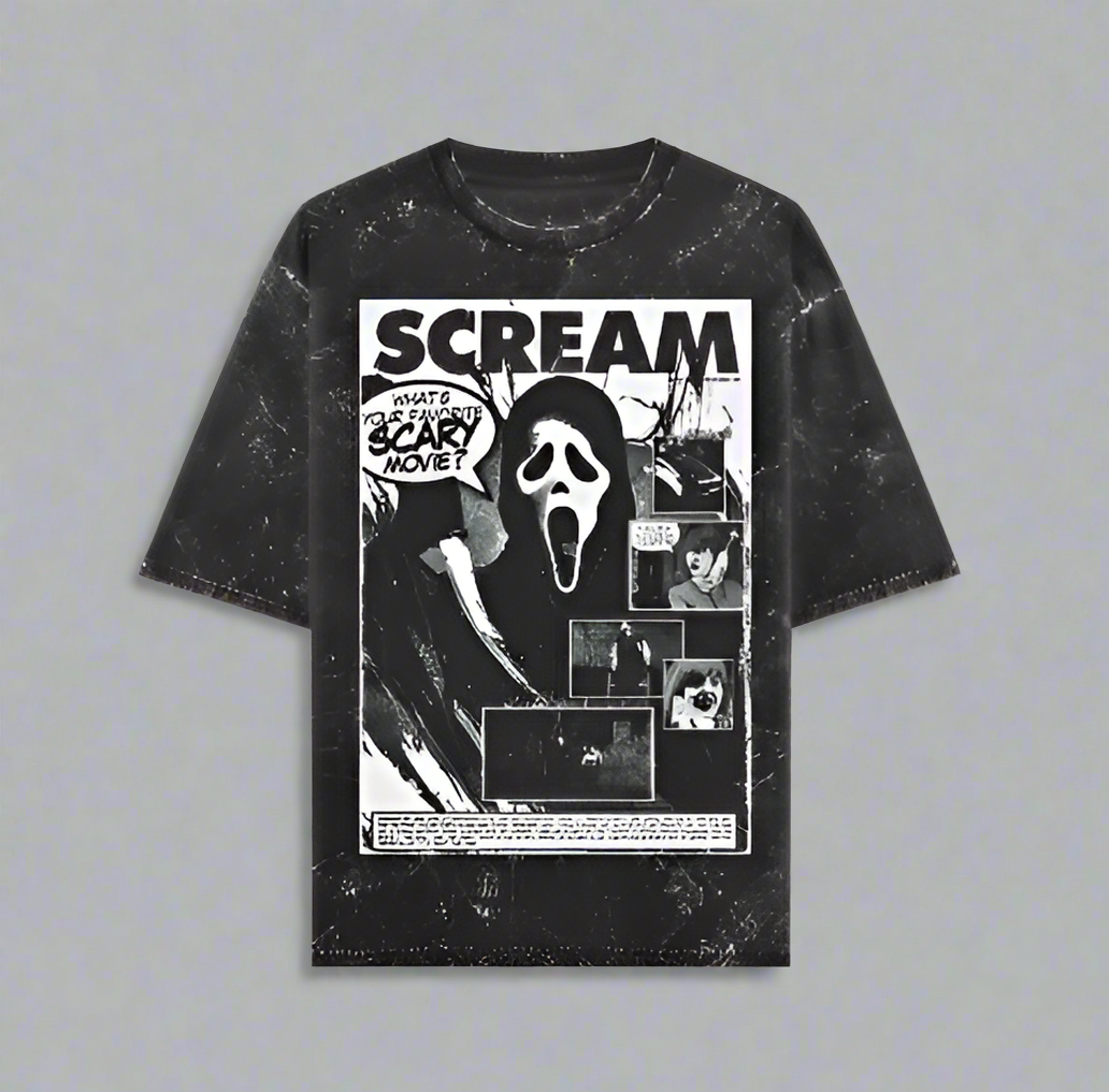 Scream Acid Wash Oversized Tshirt